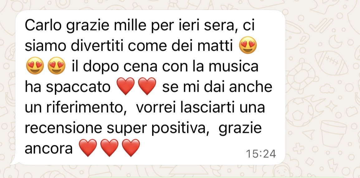 Recensione WhatsApp di un cliente