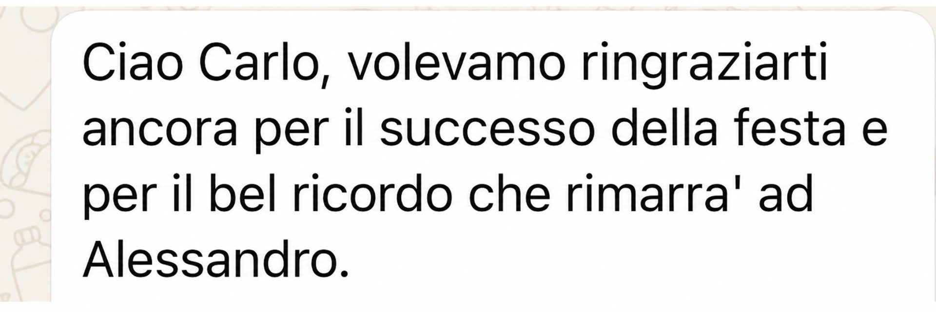 Ringraziamento per la festa